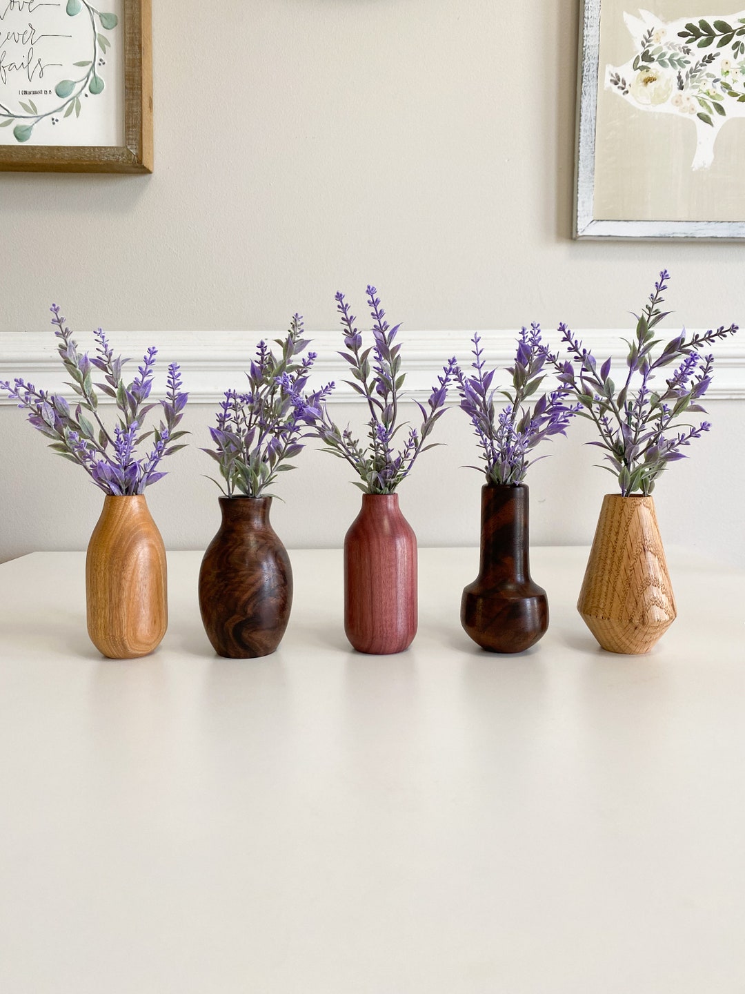 Hand Turned Wooden Vase, 4 Tall Handcrafted Wood Vase, Handmade Home