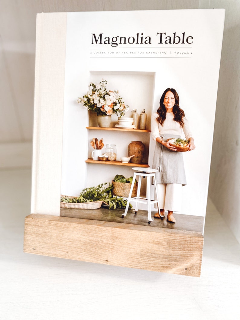 Rustic Wooden Cookbook Stand Recipe Holder Cookbook Display Etsy