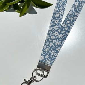 Blue Floral Lanyard | Floral Lanyard | Key Lanyard | ID Badge Lanyard | Teacher Lanyard | Nurse Lanyard | Lanyard | Teacher Gift |Nurse Gift