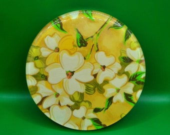 Vintage Yellow Floral Mid Century Modern Kitchen Trivet 1960s