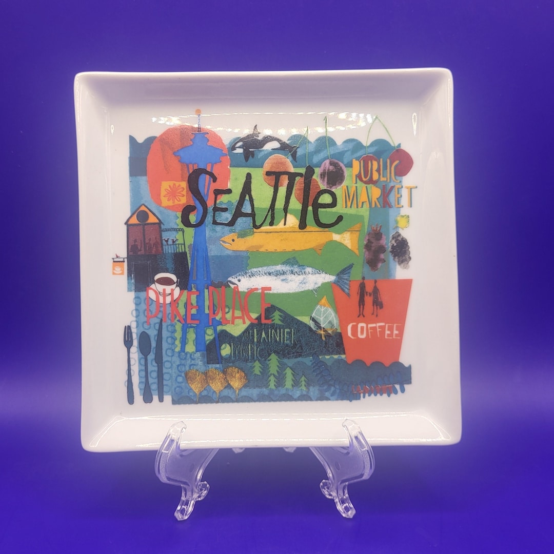 Vintage Seattle Crate and Barrel Square Appetizer Plate Snack Dish
