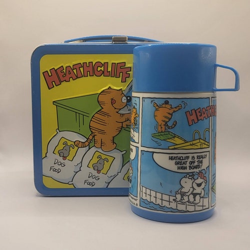 Vintage Heathcliff metal lunch box with thermos made by Aladdin industries in the United shops States of America 1982