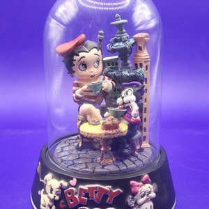 Vintage Betty Boop La La Figurine in Glass Dome Hand Painted Betty Boop