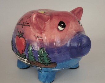 Vintage Washington Piggy Bank ceramic 1990s