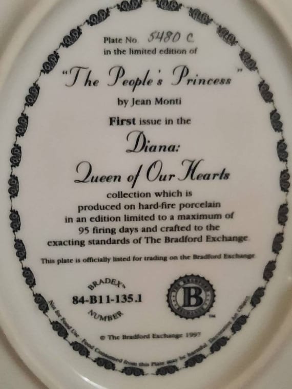 Vintage Diana Queen of Our Hearts Collectible Plate: the People's
