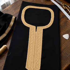 Gold Ankara Embroidery Neckline Patch, Agbada Dashiki Senator Shirt Trim, African Men Sewing DIY