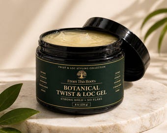 Gel para trenzas y rastas de 237 ml (8 oz) Fijación fuerte Sin residuos Gel para peinar el cabello natural Gel para trenzas y rastas Gel botánico para el cabello