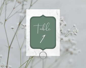 Szablon numerów stołów, numery stołów, spersonalizowane, pobieralne i dostosowywane karty stołów na wydarzenia 5x7, elegancki szablon stołu marmurowego