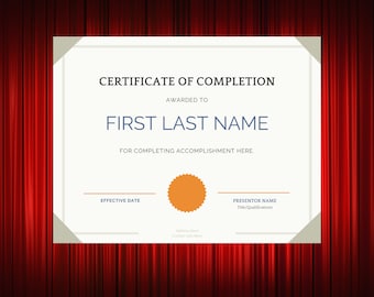 Szablon certyfikatu do druku, edytowalny, dostosowany do potrzeb klienta, 8,5 x 11 cali, cyfrowy dokument certyfikatu do pobrania, samodzielnie wydrukowane osiągnięcie