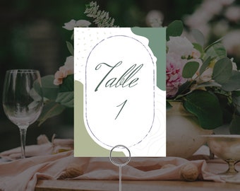 Szablon numerów stołów, numery stołów, spersonalizowane, pobieralne i dostosowywane karty stołów na wydarzenia 5x7, nowoczesny szablon stołu