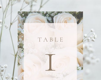 Table Numbers Template, Table Numbers, 5x7 Personalized, Downloadable, and Customizable Event Table Cards, Floral, Classy Table Template