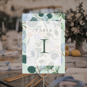 Modèle de numéros de table, numéros de table, cartes de table d'événement personnalisées, téléchargeables et personnalisables 5x7, modèle de table de plante chic