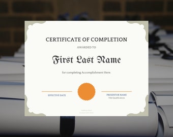Szablon certyfikatu do druku, edytowalny, dostosowany do potrzeb klienta, 8,5 x 11 cali, cyfrowy dokument certyfikatu do pobrania, samodzielnie wydrukowane osiągnięcie