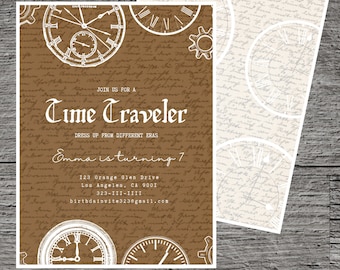 Time Travelers Theme Birthday Party Invitation, Wormhole Paradox Time Loop Multiverse, Invite Printable Custom Celebrate Gathering Fun Event