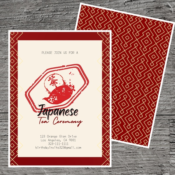 Japanese Tea Ceremony Invitation, Milestone Birthday Wedding Festival Tradition Asian Fun, Online Editable Invite Printable Custom Celebrate