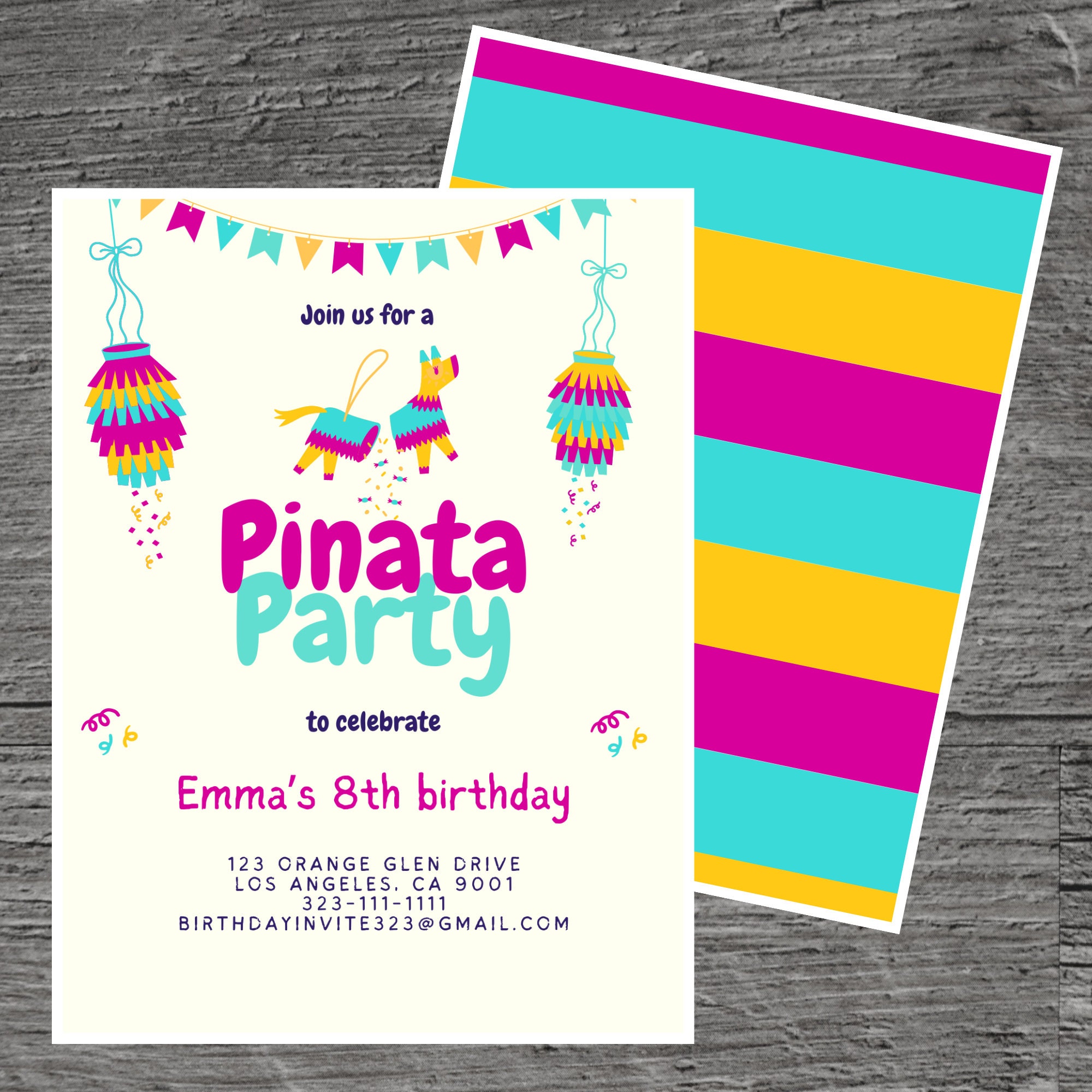 Pinata Tamplet Pinata for Emma Theme Birthday Party Invitation Template, Hit and ...