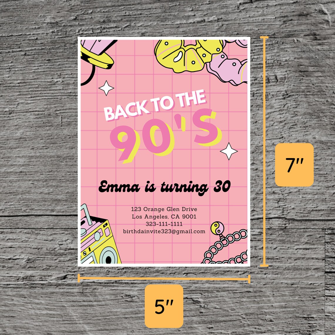 90's Theme Birthday Invitation, Dress up in Color, Pop Punk Decades ...