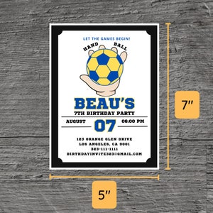Handball for Beau Theme Birthday Party Invitation Template, Goal Throw ...