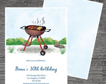 Brisket Cookout for Beau Theme Birthday Party Invitation Template, Slow Cooked, Outdoor Barbecue, Custom Editable 5 x 7", Canva Free Tool.