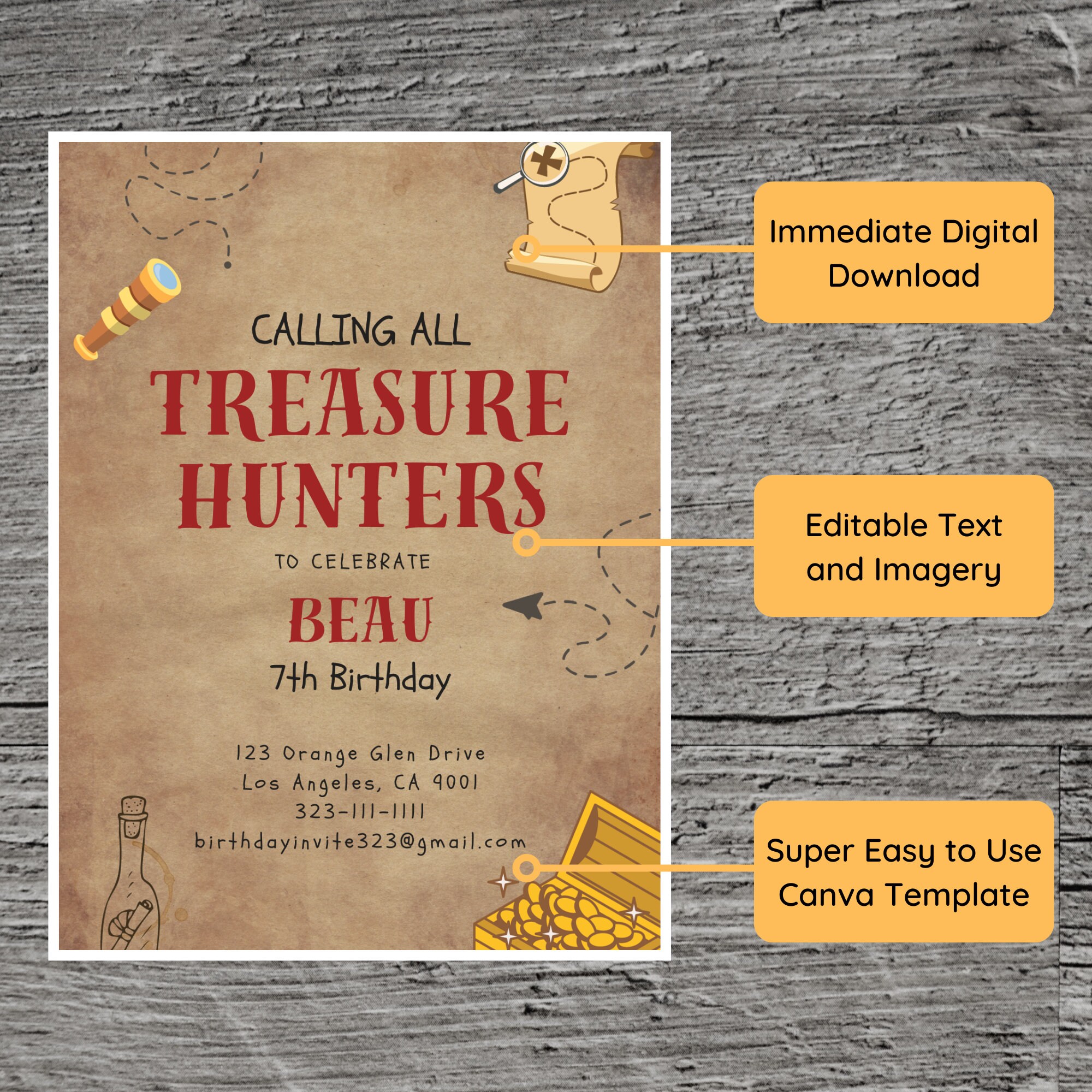 The Riddler Invite Treasure Hunt Theme Birthday Party Invitation, Map Adventure Gold ...
