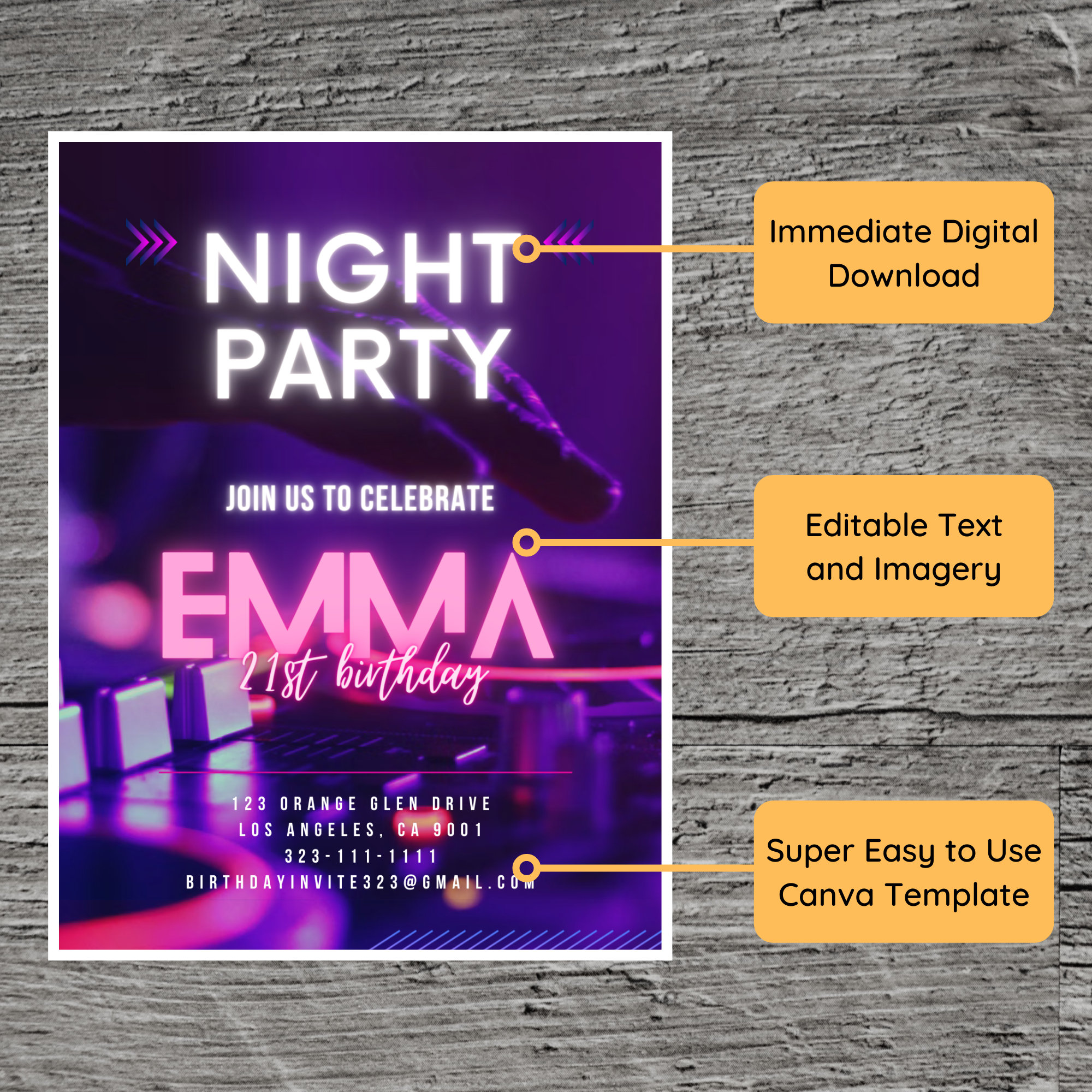 Night Club Theme Birthday Party Invitation Template Dancing - Etsy