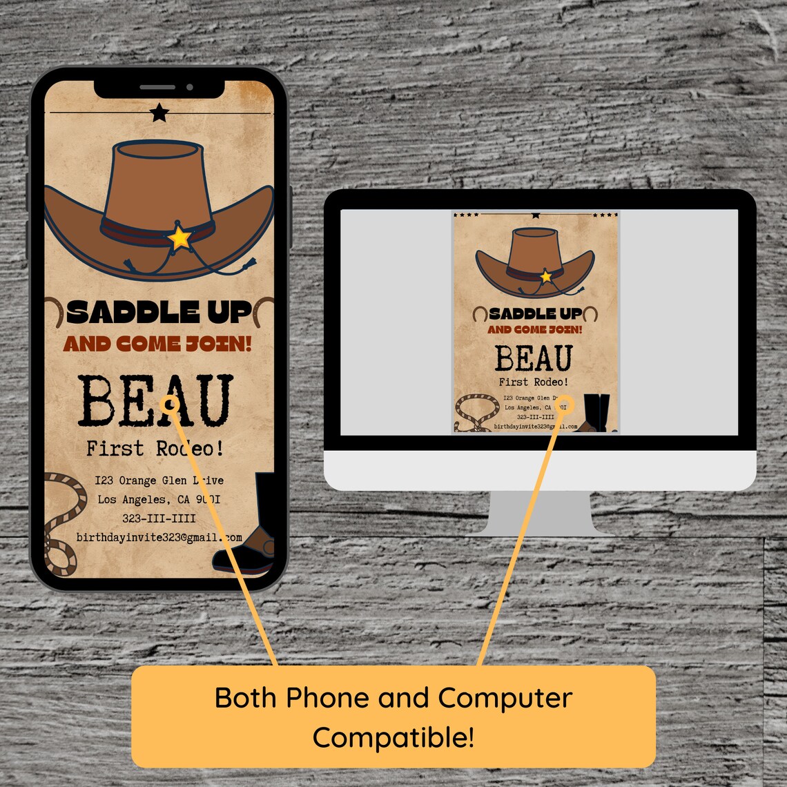 Rodeo Theme Birthday Party Invitation, Western Saddle Cowboy Ranch Yee ...