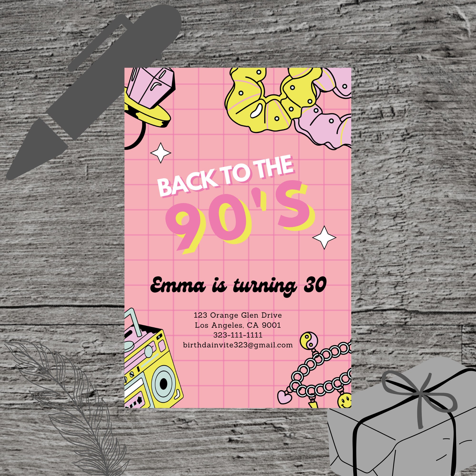 90's Theme Birthday Invitation, Dress up in Color, Pop Punk Decades ...