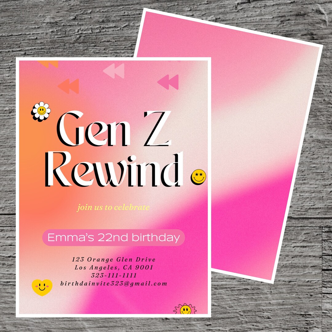 Gen Z Rewind Theme Birthday Party Invitation Template, Flashback