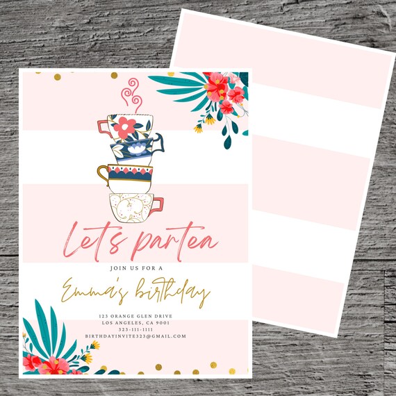 dress up tea party birthday invitations Floral Tea Party Invitation main image 0