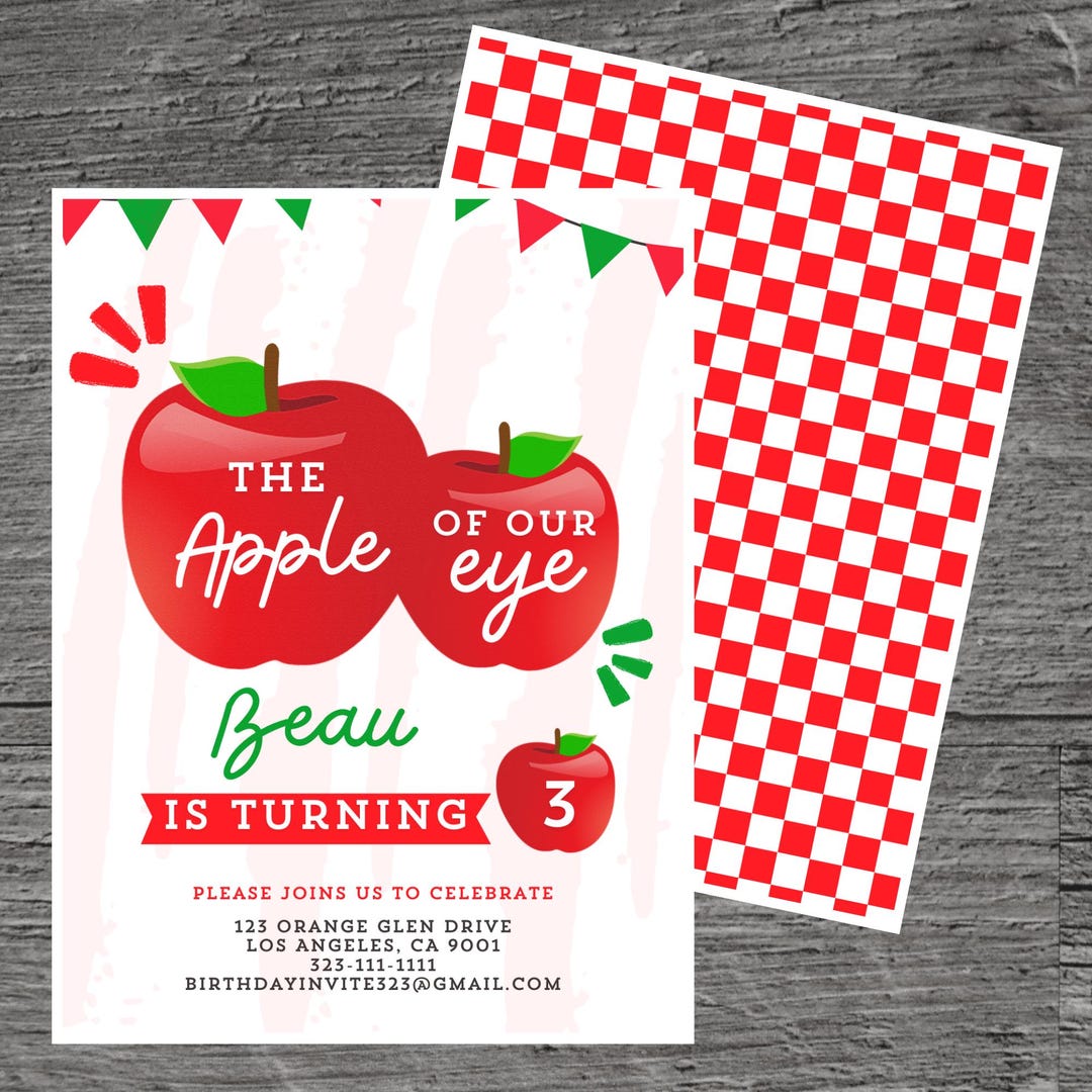 Apple for Beau Theme Birthday Party Invitation Template, Apple Variety ...