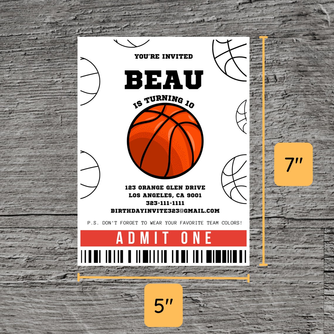 Basketball Game Attending Theme Birthday Party Invitation Template ...