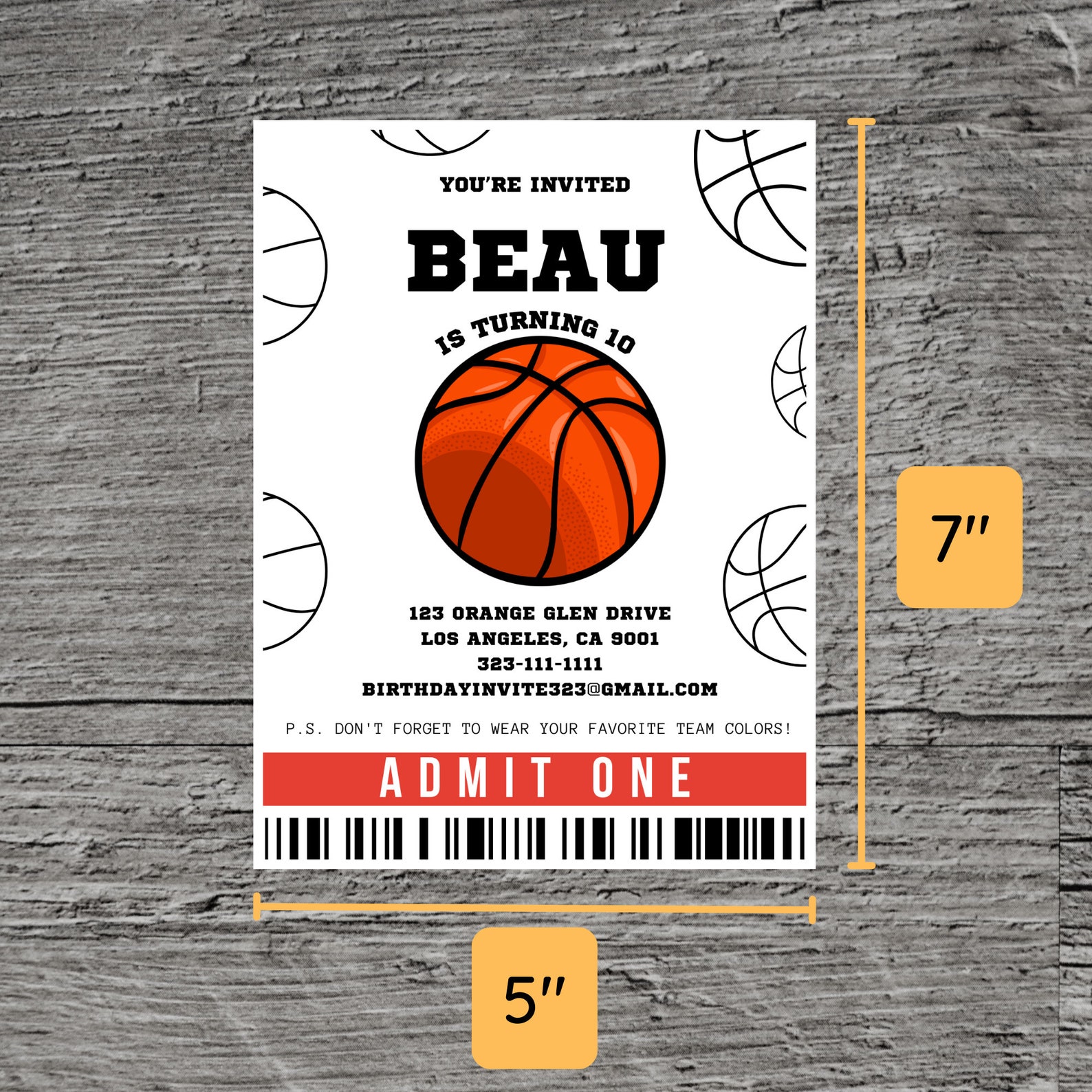 Basketball Game Attending Theme Birthday Party Invitation Template ...