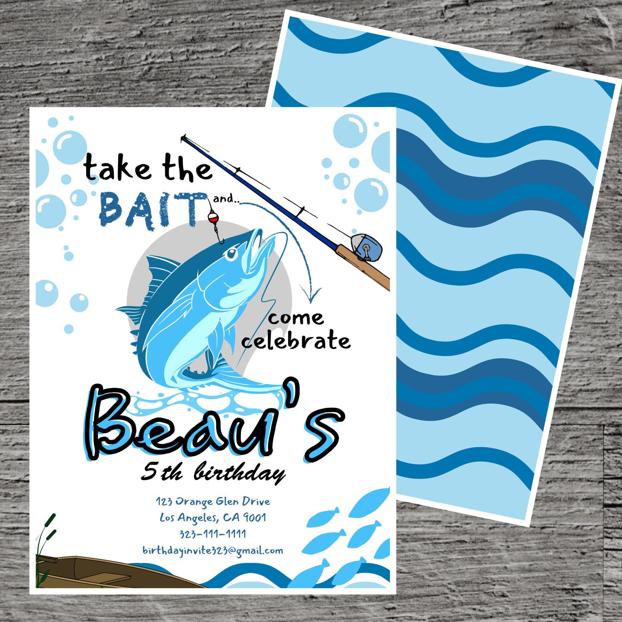 Fishing Birthday Party Invitation, Take the Bait Celebrate Fish Deep Sea Ocean River Lake, Custom Printable Template Invite Event Kid Online - Etsy for Free Printable Fishing Birthday Party Invitations