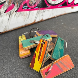 Recycled skateboard keychain