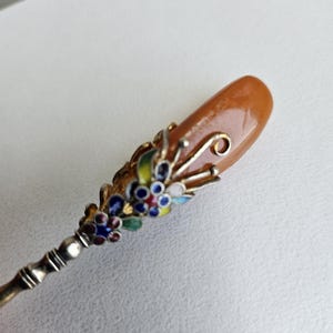 9.2 cm - Korean Vintage Amber Hairpin - Handmade Chilbo Silver Binyeo - Traditional Korean Bridal Hair Ornament - Royal Heritage Gift