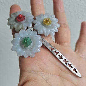 6 * 11 cm - Korean Jade amber Hairpin - Handmade Silver hanbok hairpin - Traditional Korean Bridal Hair Ornament - Royal Heritage Gift