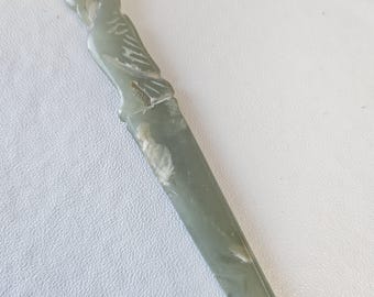 20 cm Natural Jade Hair Stick | Vintage Collectible | Delicate Korean Hairpin
