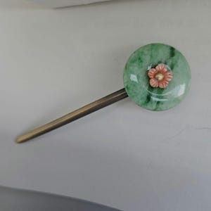 8 cm - Korean Jade amber coral Hairpin - Handmade Silver hanbok hairpin - Traditional Korean Bridal Hair Ornament - Royal Heritage Gift