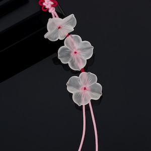 White flower class 30 cm pink pretty Norigae – Korean Traditional Silk Pendant for Prosperity Hanbok Accessory