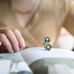 natural ruby zoisite  flower Sterling Silver jade Korean Traditional Sterling Silver Hanbok Dwikkoji Hair Stick – Artisan Handcrafted