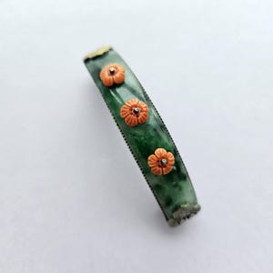 6 cm - Handcrafted Korean Traditional Hairpin with Jade, Coral, and Sterling Silver – Regal Tiara-Inspired Design