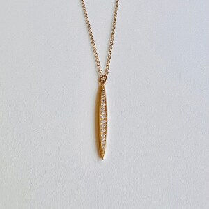 Aligned spike necklace gold filled and cubic zirconia