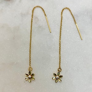 Daisy chain gold fill threader earring