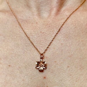 Rose gold vermeil flower on rose gold filled chain