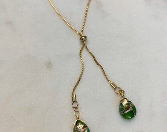 Jade and gold adjustable sliding bracelet