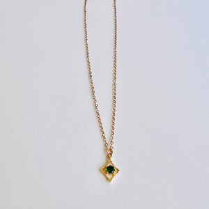 Green cubic zirconia and gold filled choker