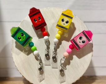 Chunky Crayon Badge Reel|Teacher Badge Reel|Cute Badge Reel|