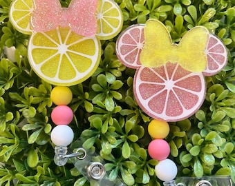 Mouse Head Lemon Badge Reel|Teacher Badge Reel|Nurse Badge Reel|Cute Badge Reel|