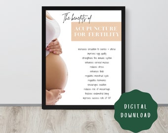 Acupuncture Benefits for Fertility Poster DIGITAL DOWNLOAD, TCM Chinese Medicine Decor Wall Art, Acupuncture Clinic Treatment Room