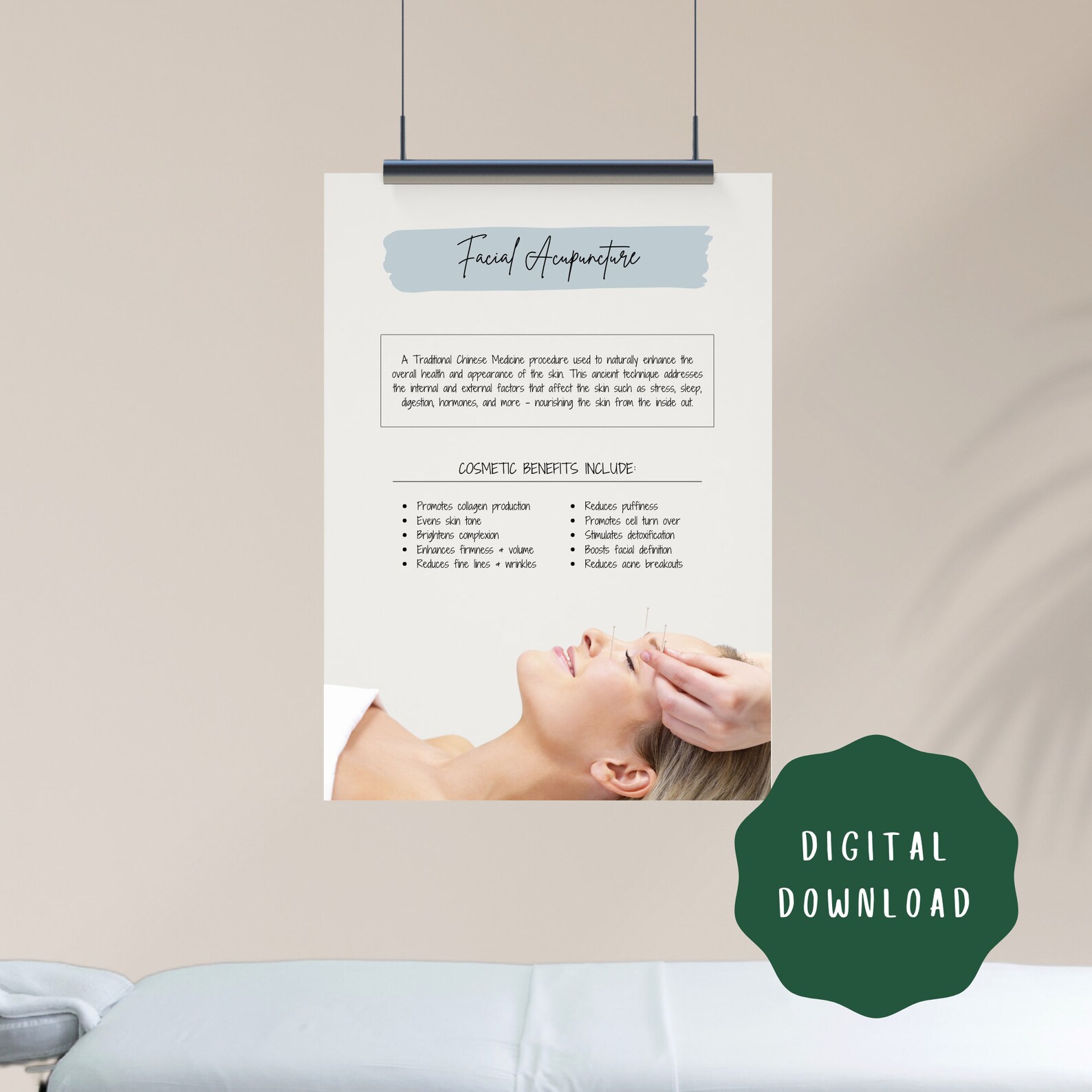 Facial Acupuncture Printable Poster, Digital Download, Acupuncture ...